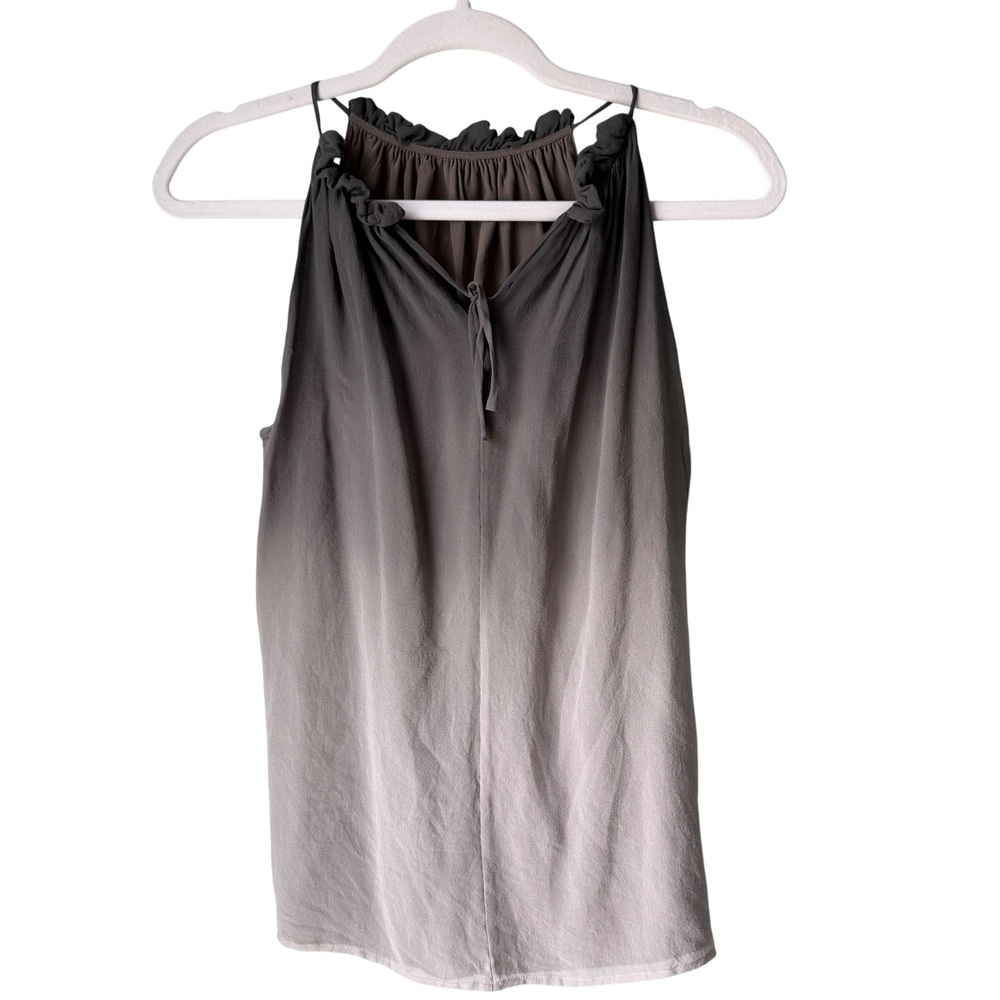 Vince 100% Silk Halter Blouse Gray Ombre Tie Neck Old Money Quiet Luxury Size XS
